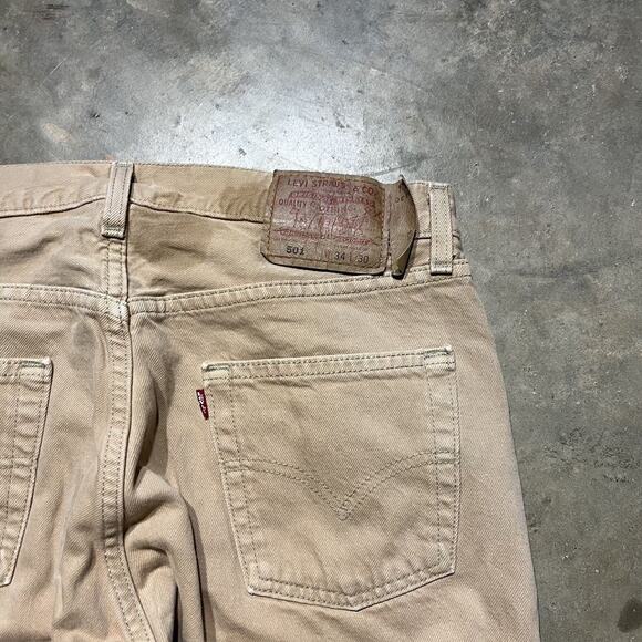 Vintage 90s Levi's 501xx Tan Straight Cut Jeans 32x30 - Picture 3 of 4